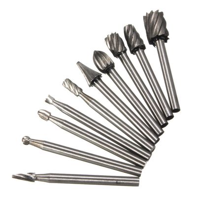 NavaHome Basics EBIVAEC67054 Wholesale Price 10 Piece/Set High Speed Steel Burr Drill Bit Set Wood Carving Rasps For Dremel 1/8 Inch Shank Burs Tools