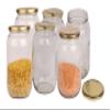 Pure Source India Glass Jar Container Set of 4 Pieces, With Airtight Food Safe and Rust Resistance Metal Golden Color Lid (Capacity Each Jar-1Ltr-Clear) view 1