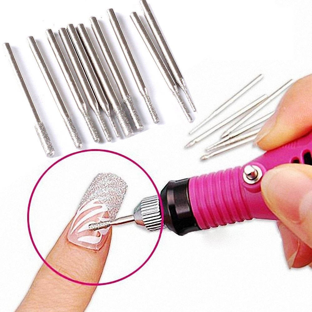 DIY Crafts Pack Of 1 Kit, Silver DNo7, 30 Pieces Diamond Grinding Head, 2.35mm Shank Burr Rotary Set 10 Shapes, Fits Dremel Rotary Tools for Carving Me (Pack Of 1 Kit, Silver DNo7)