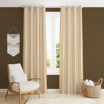 FRESH FROM LOOM Plain Curtains for Door 9 Feet Long | Curtain for Big Window | Yarn Weaved Parda | Modern Parde for Living Room Bedroom | Screens with Eyelet Ring | Hypoallergenic (Cream, 1pc only)