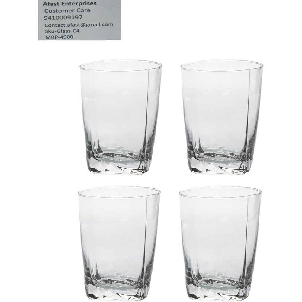 Somil Clear Elegance: Timeless Glass Designs for Every Occasion, 350 ml, Capacity, Pack of 4, Size: 12 X 7 X 7 Cm