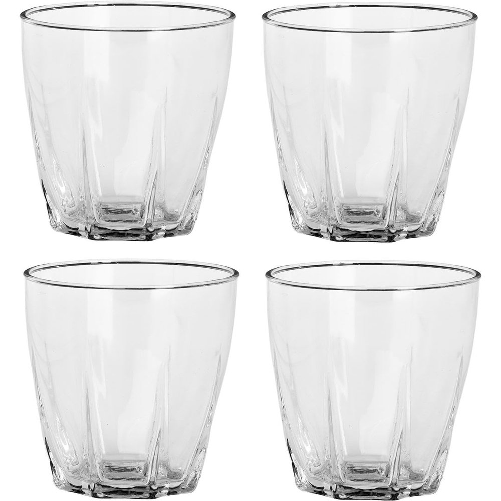 Somil Clear Elegance: Timeless Glass Designs for Every Occasion, 300 ml, Capacity, Pack of 4, Size: 11.5 X 7 X 7 Cm