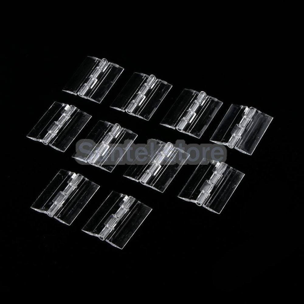 Acrylic Piano Door Continuous Hinges Plexiglass (45x38mm, Clear) - Pack of 10