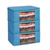 Homestrap set of 3 Cotton Quilted 3 Layered Foldable Saree Covers/Clothes Storage Bag/Wardrobe Organizer With Transparent Window And Zip For Lehenga, Suit, Dress,& Accessories (Blue) view 1