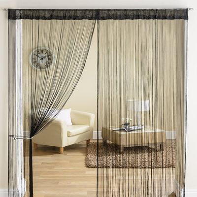 Exporthub 1 Piece Beautiful Polyester Long Door Threads String Curtain - 9ft, Black (EHSPR562_94)