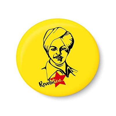 PEACOCKRIDE Bhagat Singh Fridge Magnet (Metal, Multicolour, 75mm)