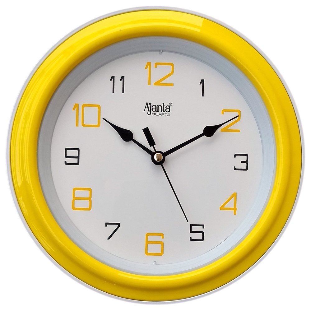 Ajanta 2147 Plastic Abstract Theme Wall Clock (20.5 cm x 20.5 cm x 3.5 cm, Yellow) Analog