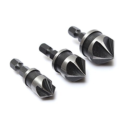 NavaHome Basics Wholesale 3Pcs Countersink Bore Set 12mm 16mm 19mm 1/4" Hex Shank Wood Plastic Chamfer Bit Drill Bit Tools