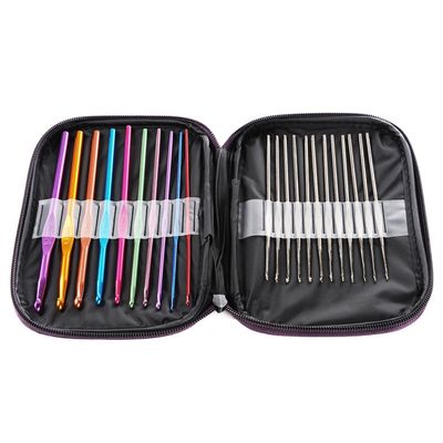 SYGA Aluminium Crochet Hooks Knitting Needles Set with Case (Multicolour) - 22 Pieces