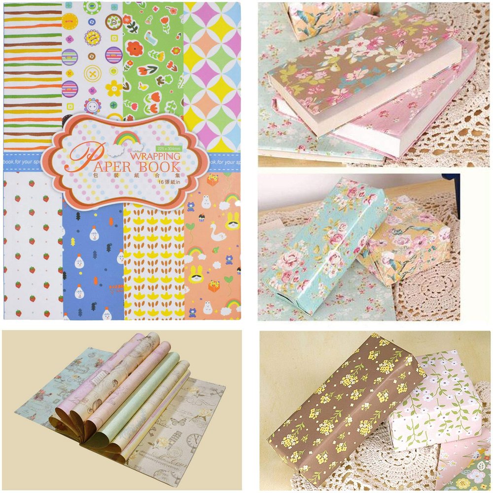 Asian Hobby Crafts Wrapping Paper Book for Gift Wrapping, Crafts, Scrapbooking, Card Making, School Projects | 16 Sheets | Size: 225 x 304 mm | Design - E