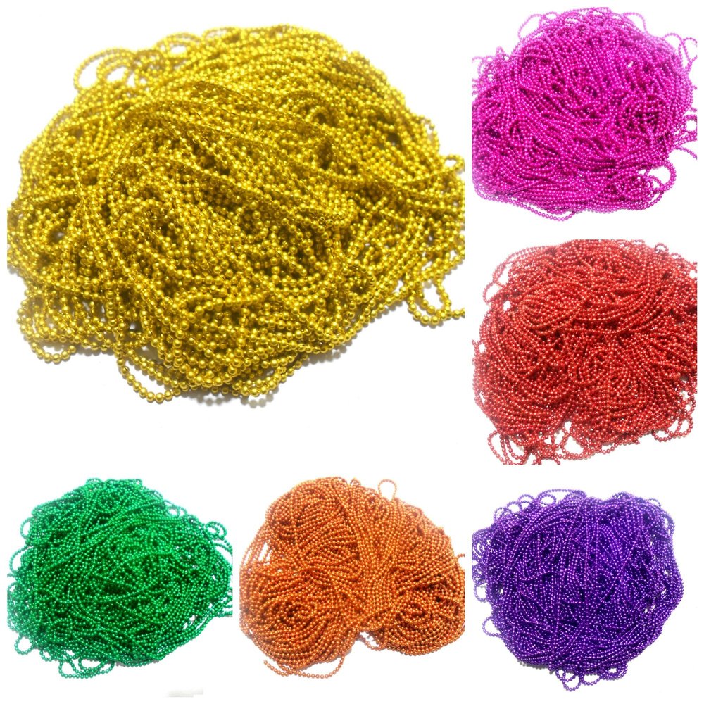 AM Ball Chains Shiny and Glittery for Jewellery Making/Designing and Craft Work, 2 mtr in Each Color -Combo of 6 Colours,Ball Chains, Multicolor