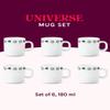 Larah By Borosil Universe Opalware Cup Set, 6-Pieces, White, 180 ML view 3