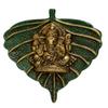 Elite CRAFTHUT Aluminium Green Lord Ganesh on Leaf 14 Cm 200g | Wall Hanging Antique Finish Ganpati Sculpture for Home Temple Office Decor view 1