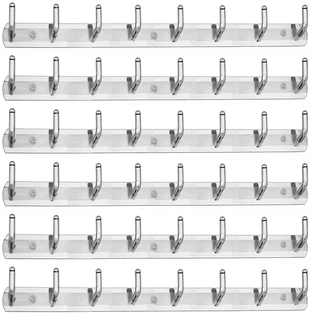 SMART SHOPHAR Stainless Steel L Type Wall Hook 8 Legs Silver, Pack of 6 / Easy to Use/Wide Range of Applications