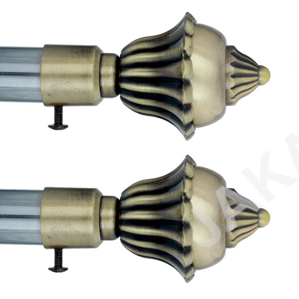 JAKABA Antique Brass Curtain Finials (Without Supports) - Pack of 2 Pcs (Finials 1 Pair) : Curtain Brackets Set/Holders - JKBATX92701_WOS