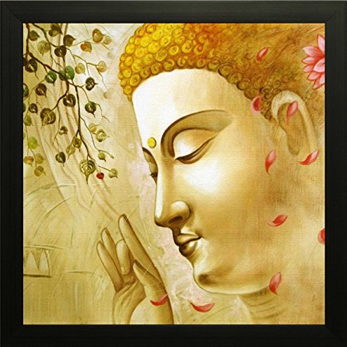 SAF 'Buddha' Paintings (Synthetic, 30 cm x 30 cm x 3 cm, Special Effect Textured)