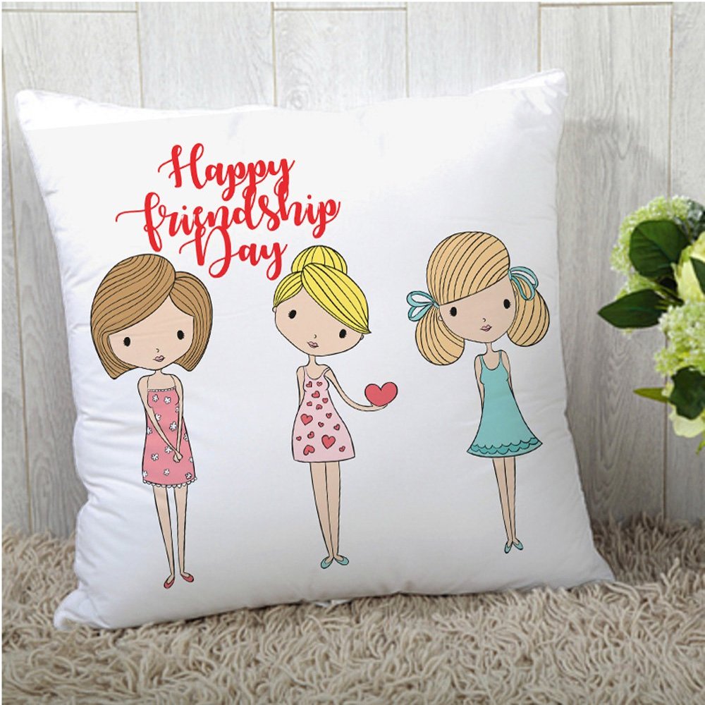 The Purple Tree Friendship Day Gift Cushion Cover (16x16) - 1 pc, Gift for Friends, Friendship Day Gifts