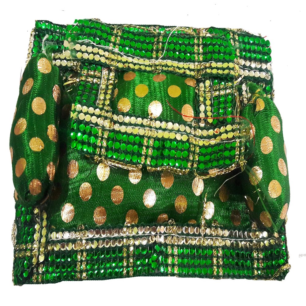 Salvus APP SOLUTIONS Completely Handmade laddu Gopal assan, laddu Gopal Gaddi, assan for Krishna, Krishna Janmashtami Shringar, Size - 6x4 Inches, Color- Green