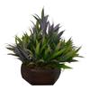 fancymart Plastic & Wood Artificial Bamboo Leaves Plant with Wood Hexagon Pot (26 cm x 26 cm x 20 cm view 1
