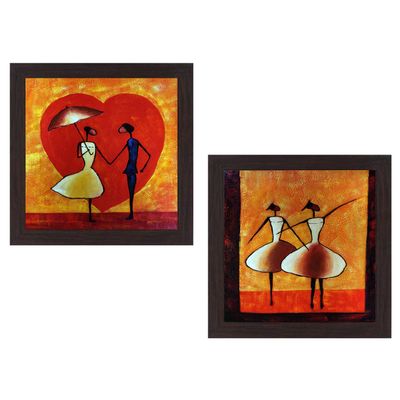 Wens 'Womenfolk's Carrying Water' Wall Hanging Painting (MDF, 35 cm x 71 cm x 2.5 cm)