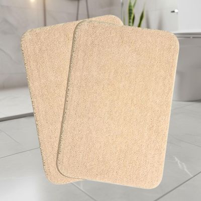 SARAL HOME EASY LIVING Saral Home Microfiber Anti-Skid Rectangular Bath Mat Pack Of 2 (Beige, 40X60 Cm)