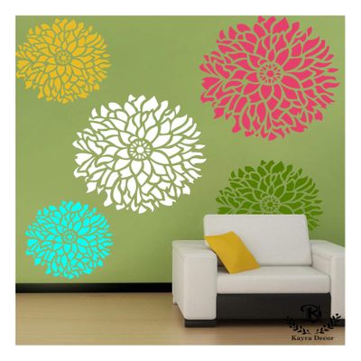 Kayra Decor Stencils for Wall Painting Large Size Shining Sunflower Wall Design and Home Wall Decoration Suitable for Room Decor and Craft (2 pcs -17", 13" Inch) (KHSNT437)