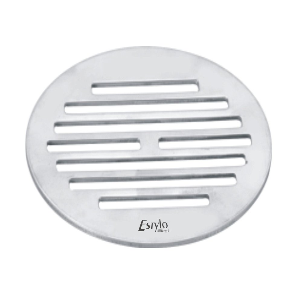 Estylo Stainless Steel Drain Cover/Round Vertical 5" Plain Jali (Chrome finished) Heavy Quality (Pack of 4)