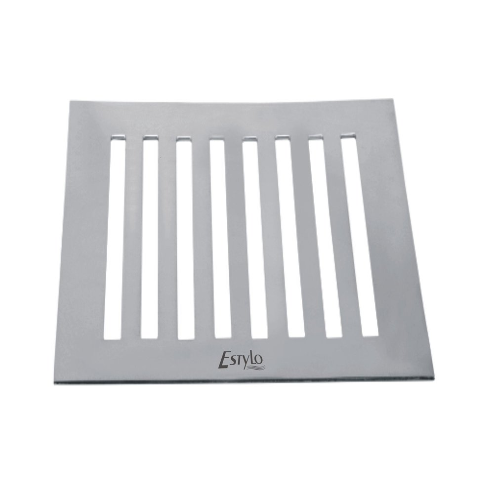 Estylo Stainless Steel Drain Cover/Floor Jali Square Vertical 5" X 5" Plain Jali (Chrome finished) Heavy Quality (Pack of 4)