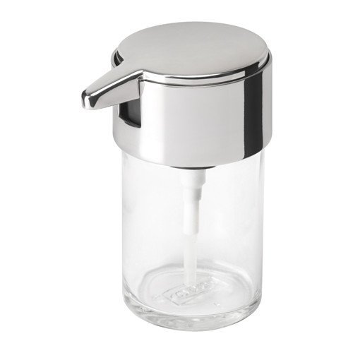 Glass Soap Dispenser with Chrome Nozzle for Kitchen countertops, Bathroom vanities (1 Piece)
