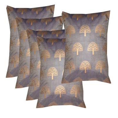 PINK PARROT Durable Dopian Silk Decorative Embroidery Square Throw Pillow Cover (30x30cm) - Set of 5 pcs