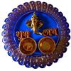 DMS RETAIL Designer and Ethnic Acrylic Pooja thali with 2 Kumkum/chawal Holder/Engagement Plate/Diwali Decorations/Tilak Thali/Kankavati for Pooja/Rakhi Thali view 2
