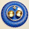 DMS RETAIL Designer and Ethnic Acrylic Pooja thali with 2 Kumkum/chawal Holder/Engagement Plate/Diwali Decorations/Tilak Thali/Kankavati for Pooja/Rakhi Thali view 3