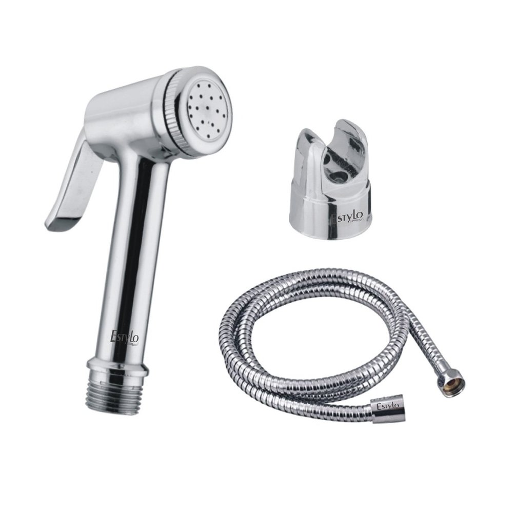 Estylo Brass Health Faucets - Regular Model with 1 mtr SS Tube & Hook (Chrome Finished) Heavy Quality
