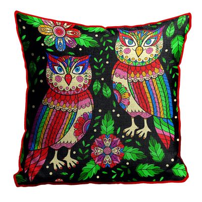 MUKESH HANDICRAFTS Polyester Jute Decorative Throw/Pillow Covers, Cushion Covers for Living Room - 1 pcs, 24 X 24 Inch (Multicolor, Mh24Jcc0101)