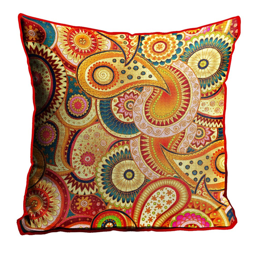 MUKESH HANDICRAFTS Jute Exclusive Decorative Cushion Covers for Living Room, Bed Room, Sofa,Chairs Set of 1 (Multicolour, Size 24 x 24 Inches)