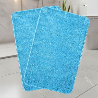 SARAL HOME EASY LIVING Saral Home Microfiber Anti-Skid Rectangular Bath Mat Pack Of 2 (Turquoise, 40X60 Cm)