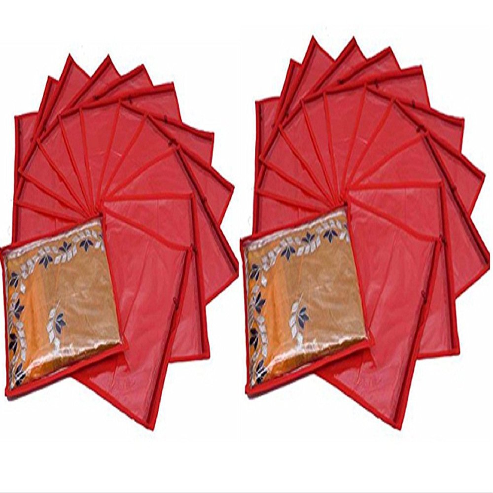 DMS RETAIL Single Packing Saree Cover Red 24 Pcs Combo (for Gift Packing & Personal USE)