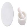 Gr8 INDIA White Marble Chakla - 9" Diameter - Block Base Rolling Pin Board, Roti Maker and a Spice Masher 4 Inches, Mortar and Pestle Set - from Banks of Holy River Narmada view 1