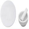 Gr8 INDIA White Marble Chakla - 9" Diameter - Ring Base Rolling Pin Board, Roti Maker and a Spice Masher 5 Inches, Mortar and Pestle Set - From Banks of Holy River Narmada view 1
