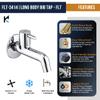 KAMAL Full Brass Long Body Bib Cock - FLT | Heavy Duty Brass Wall Mount Tap | Mirror Chrome Finish | Rust & Corrosion Resistant | Smooth Water Flow | Bathroom & Kitchen Faucet | Silver (Pack of 1) view 3