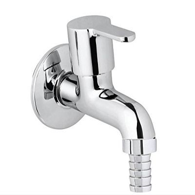 Kamal Brass Nozzle Big Cock Fusion with Wall Flange | Wall Mount Installation | Chrome Finish - Silver (Pack of 1)