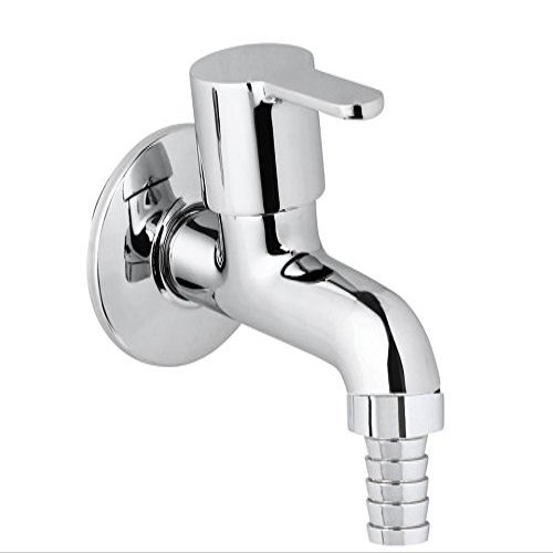 Kamal Brass Nozzle Big Cock Fusion with Wall Flange | Wall Mount Installation | Chrome Finish - Silver (Pack of 1)