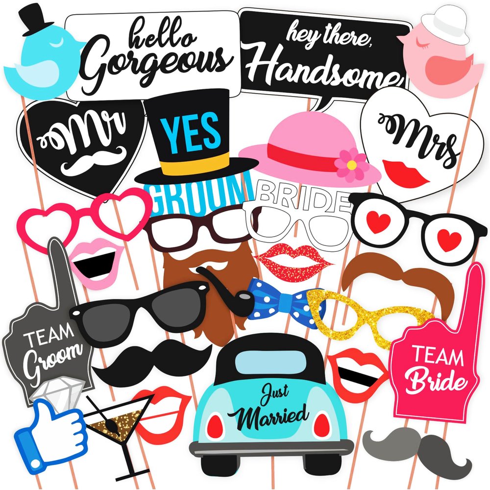 Discount Retail Photo Booth Party Props (30 Pieces)