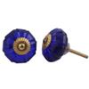 Indian-Shelf Pack of 4 Artistic Wardrobe Drawer Knobs Glass Marigold Flower Blue Farmhouse Dresser Knobs for Home Decor view 1