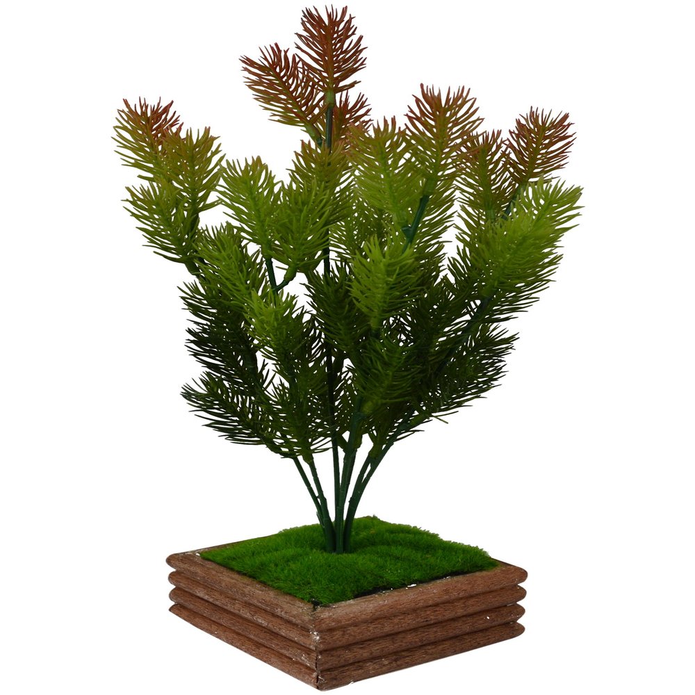 fancymart Artificial Bonsai Pine Bush with Wooden Pot
