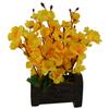 Fancy Mart Artificial Blossom Flowers in Wood Buckle Pot (30 Cm, Yellow) view 3