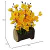 Fancy Mart Artificial Blossom Flowers in Wood Buckle Pot (30 Cm, Yellow) view 4