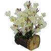 Fancy Mart Artificial Blossom Flowers in Wood Buckle Pot (30 Cm, White) view 1