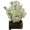 Fancy Mart Artificial Blossom Flowers in Wood Buckle Pot (30 Cm, White) view 2