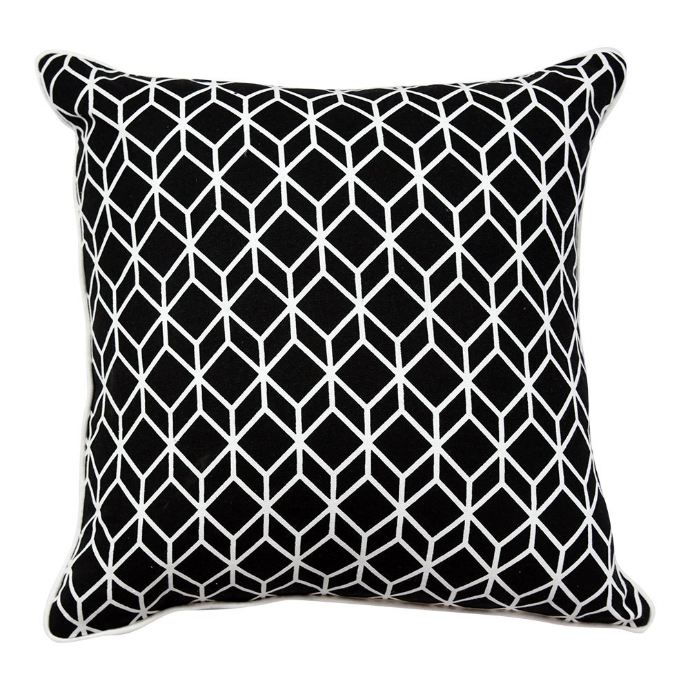 Sadyaska Home Dcor Cube Geometric Pattern Black & White Parallel-Piped Cuboid Cushion Cover for Car, Office Chair, Sofa (Size : 16x16)